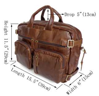 Vintage Leather Mens Briefcase Messenger Bag Travel Backpack Tote Bag 