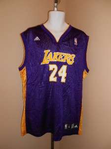   #24 Los Angeles LAKERS Mens Large L ADIDAS Purple Jersey 11ZS  