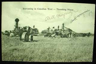 1906 Postcard Steam Tractor Threshing Machine Canadian  