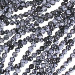  4mm Round Snowflake Obsidian Gemstone Beads Arts, Crafts 