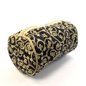 Small Cotton Coin Bag/Miscellaneous Bag, Cylindrical, Gold Vine Design 