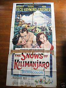 The Snows of Kilimanjaro Ava Gardner Gregory Peck 3 Sht  
