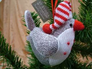 New Knit Sock Bird Red Santa Hat Christmas Ornament  