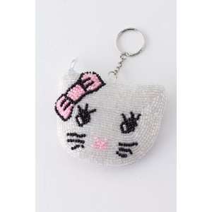   Purse ~ Hello Kitty White Beaded Keychain Pouch