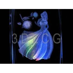  Disney Belle Beauty and The Beast 3D Laser Etched Crystal 