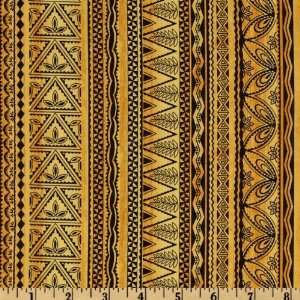 44 Wide African Beat African Motif Stripe Gold Fabric By 
