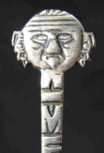 Vintage MEXICO Aztec God Sterling Silver Souvenir Spoon  