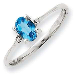  Diamond Blue Topaz Birthstone Ring in 14k White Gold (0 