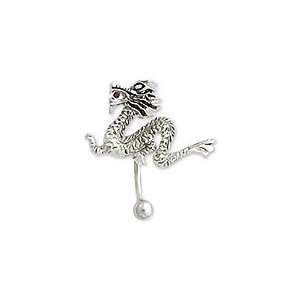  14g 7/16 TOP DOWN UNIQUE LUCKY DRAGON BELLY RING Jewelry
