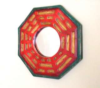 Bagua,Ba Gua Mirror,Wood Carved,Good LUCK,PROTECTION,Feng Shui,Altar 