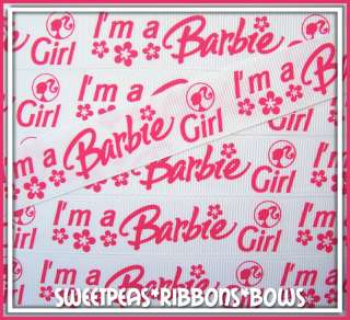 Im a Barbie Girl HEAD Shock Pink grosgrain ribbon 3  