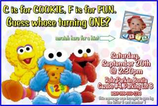 Sesame Street, Elmo, Cookie Monster Invitations & Favor  