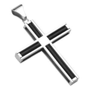  X Large Stainless Steel Coil Center Cross Pendant Jewelry