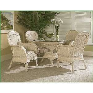 Moroccan Rattan Dining Set   5 Pieces (4 Arm Chairs + Round Dining 