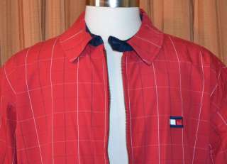 TOMMY HILFIGER RED BLUE WHITE FULL ZIP CASUAL 100% COTTON JACKET MENS 