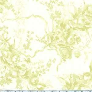   Wide Sweet Escape Small Floral Bouquet Toile Green Fabric By The Yard