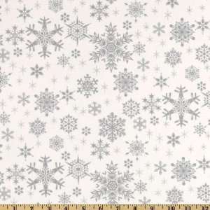  44 Wide Georgette Christmas Snowflakes White/Silver 