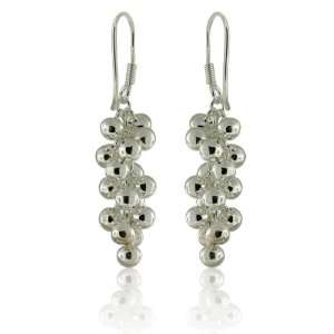   Silver Dangling Multi Hook Ball Earrings Designer Inspired Silver
