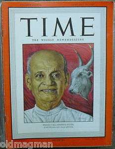 TIME MAGAZINE JAN 27 1947 VALLABHBHAI PATEL  