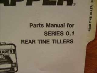 SNAPPER REAR TINE TILLERS PARTS MANUAL SERIES 0 & 1  