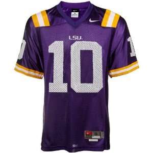  Nike LSU Tigers Youth #10 Replica Football Jersey   Purple 