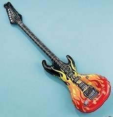 12 Inflatable Flame Bass Guitars Rock Star Party Favors  
