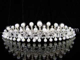 Pearl Wedding Bridal Crystal Rhinestone Swarovski Tiara  