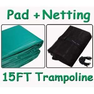  15 Green 18oz Gym Vinyl 0.6 EPE Round Pad Net Trampoline 