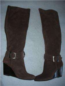 BCBGeneration Brown Suede Wedge Knee Boots NEW Size 7.5  
