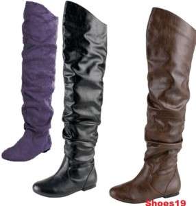 Comfy Fashion Thigh High Slouchy Flat Causal Boots Shoe  