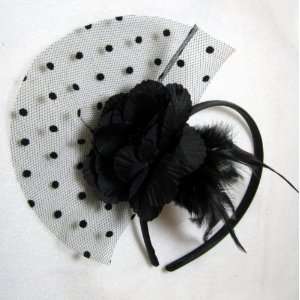  NEW Black Flower with Veil Headband, Limited. Beauty