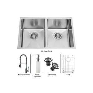  Vigo Industries Undermount Kitchen Sink, Faucet, Grid, Two 