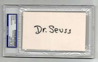 DR. SEUSS AUTHOR THEODOR GEISEL SIGNED 3X5 CARD PSA/DNA  