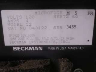 Beckman, Microfuge 12 Centrifuge w/ 60 Place 1 93 Rotor  
