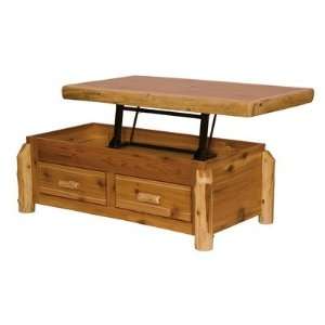   Cedar Log Enclosed Coffee Table with Elevating Top
