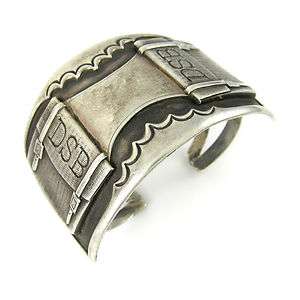 KENNETH BEGAY Navajo Hand Stamped Sterling Silver Overlay Cuff 