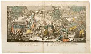 Rare 1830 Print War of 1812 Indian Battle Scene  