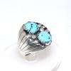 New Native American Heavy Mens Sterling Silver Turquoise Ring Size 10 