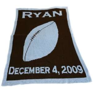  Football Blanket Personalized with Name and Birthdate 