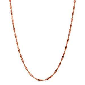  14k Italian Rose Gold Singapore 1mm Chain Necklace, 16 