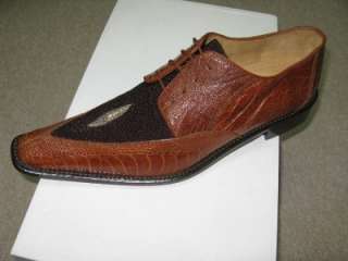 Belvedere NIB Ostrich Leg Stingray Brown Brandy Shoes size 11,12 
