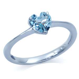   Heart Shape Blue Topaz 925 Sterling Silver Solitaire Ring(RN0020916