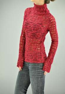 Red & Black Casual Knitted SWEATER Top Juniors Misses See Through 
