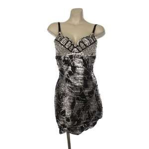  Black & Silver Sequined Halter Style Dress Everything 