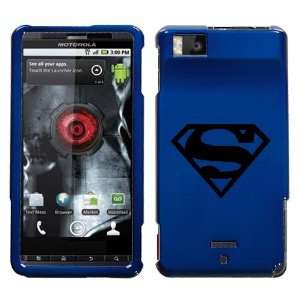  MOTOROLA DROID X BLACK SUPERMAN SYMBOL ON A BLUE HARD CASE 
