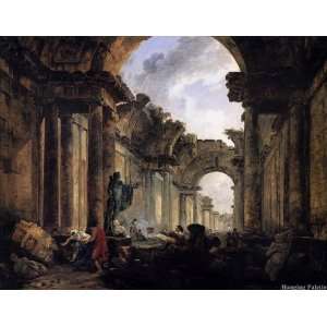   View of the Grande Galerie in the Louvre in Ruins