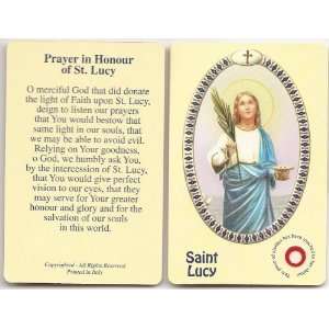  Saint Lucy Holy Card with Relic Cloth 