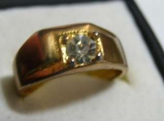 Solitare Cubic Zirconia, gold, Mens Ring Size 12 #  