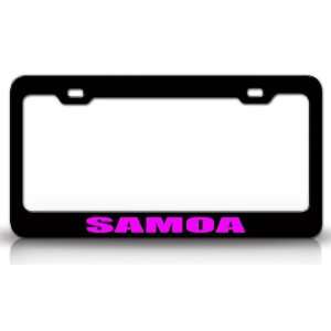 SAMOA Country Steel Auto License Plate Frame Tag Holder, Black/Pink
