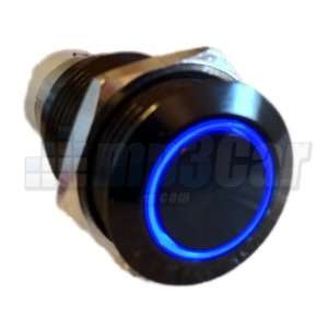 Black Push Button Switch Latching Blue Ring LED 16mm 